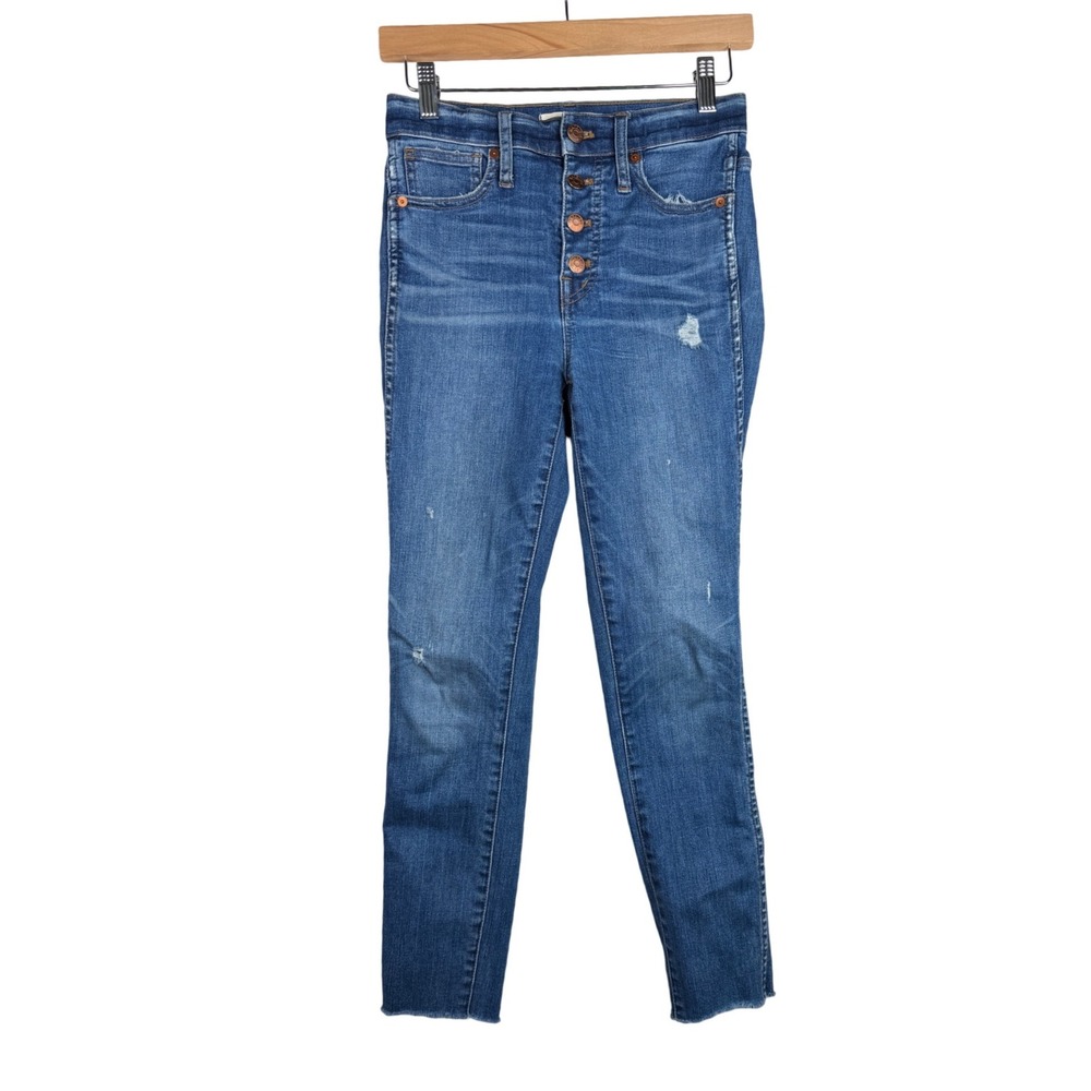 Madewell High Rise Button Fly Skinny Jeans size 24 Blue
